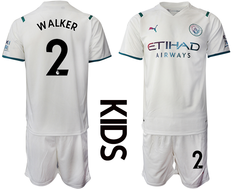 Youth 2021-2022 Club Manchester City away white #2 Soccer Jersey->youth soccer jersey->Youth Jersey